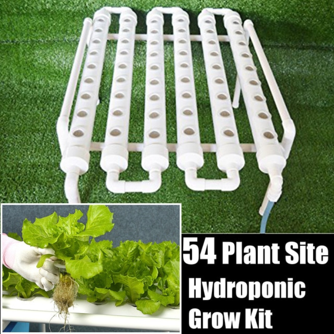 PVC Pipe Hydroponic System 54 Plant Holes 6 Pipes Piping Grow Kit