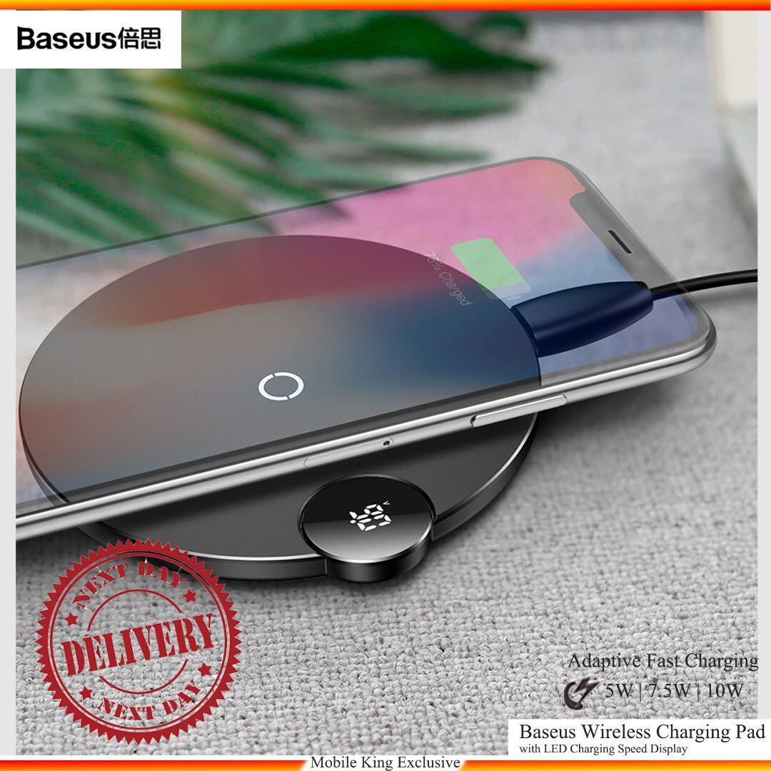 Ready Stock Baseus Fast Wireless Charger 10w Lightning Led