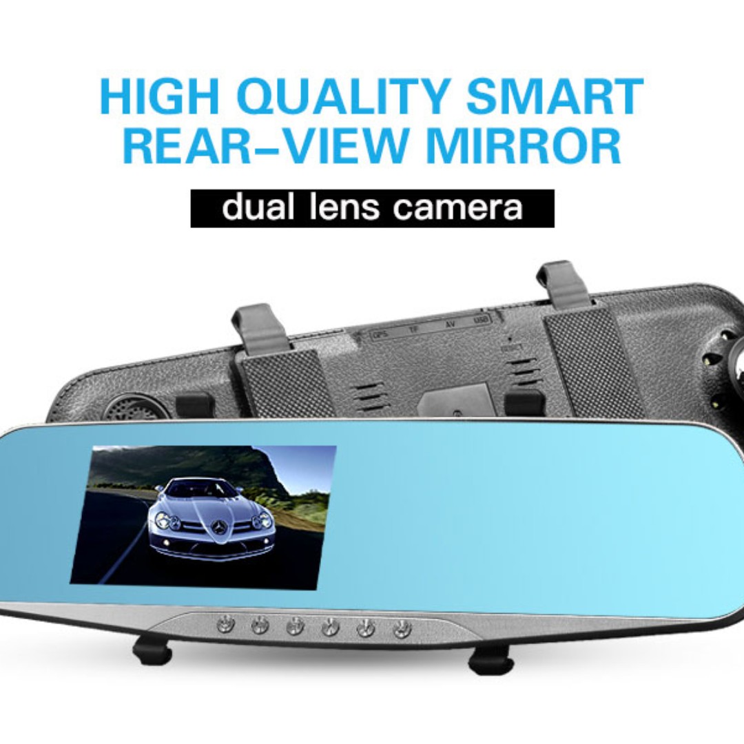 Ok Autoeye Rearview Mirror Dash Cam Full Hd 1080p Dual Channel Front And Back Car Dvr With Wide Angle Lens Supports Night Vision And 4 3 Hd Anti Glare Display Collision Sensor