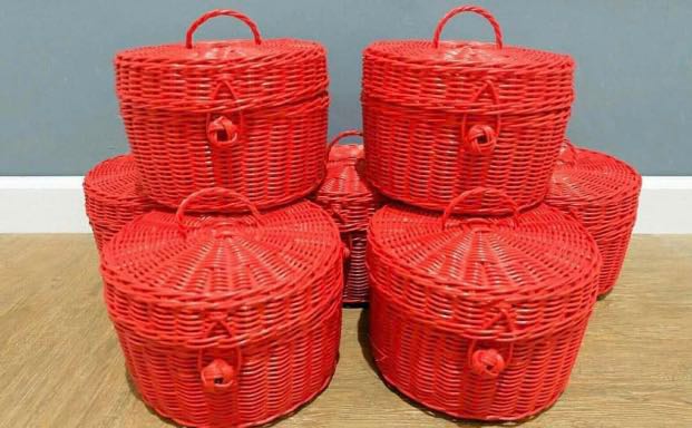 Round Rattan Basket With Lid Red Everything Else On Carou