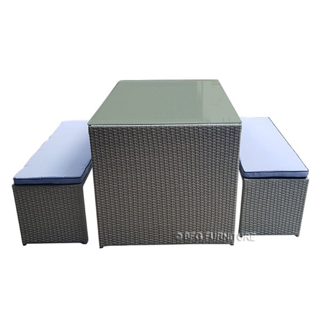 Scabiosa 3 Piece Rattan Dining Bench Set Furniture Tables