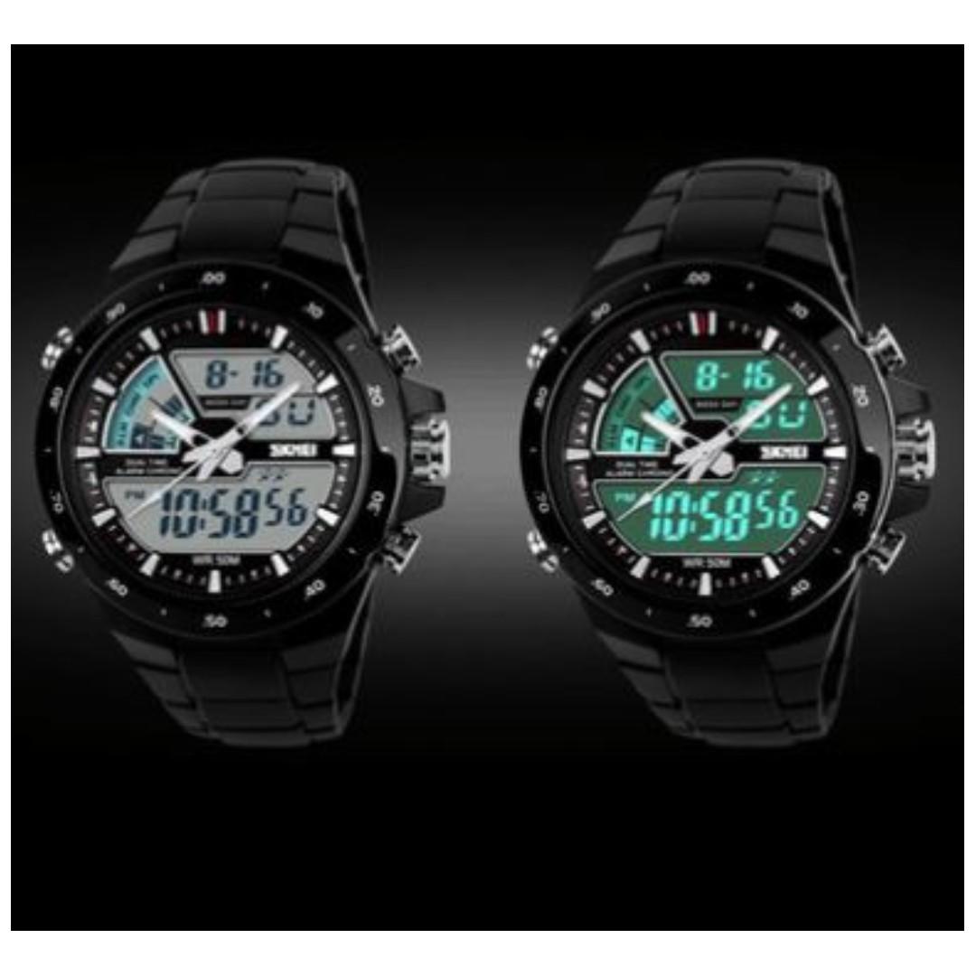 SKMEI 1016 Men s Waterproof Analog Digital Watch Black