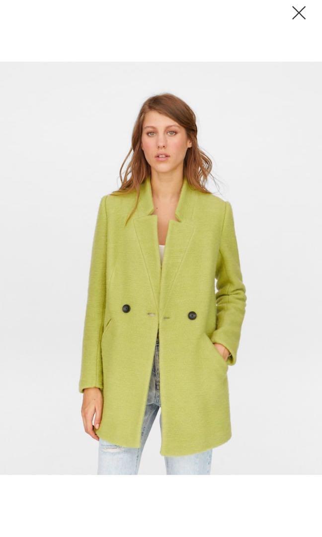 STRADIVARIUS | APPLE GREEN SOFT COAT 