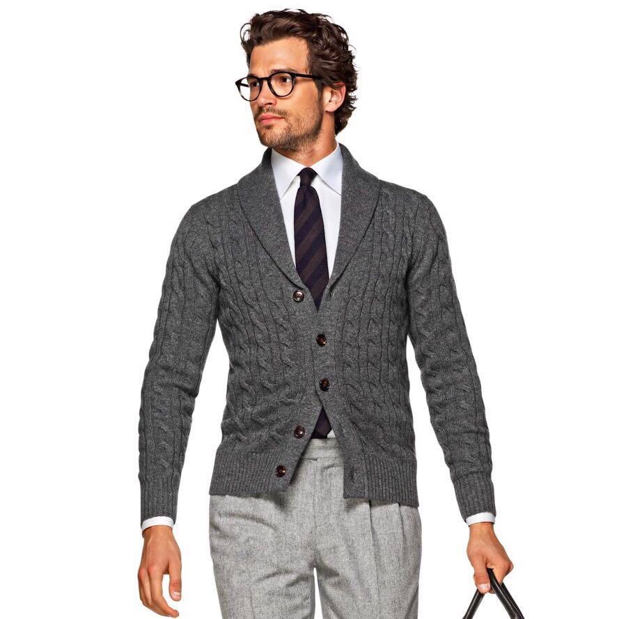 Suitsupply Dark Grey Shawl Collar Cardigan, Men's Fashion, Coats ...