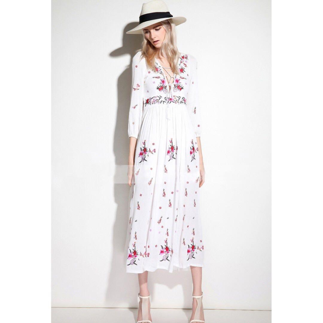 white boho maxi