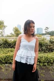 Ruffle layer dropwaist cami top