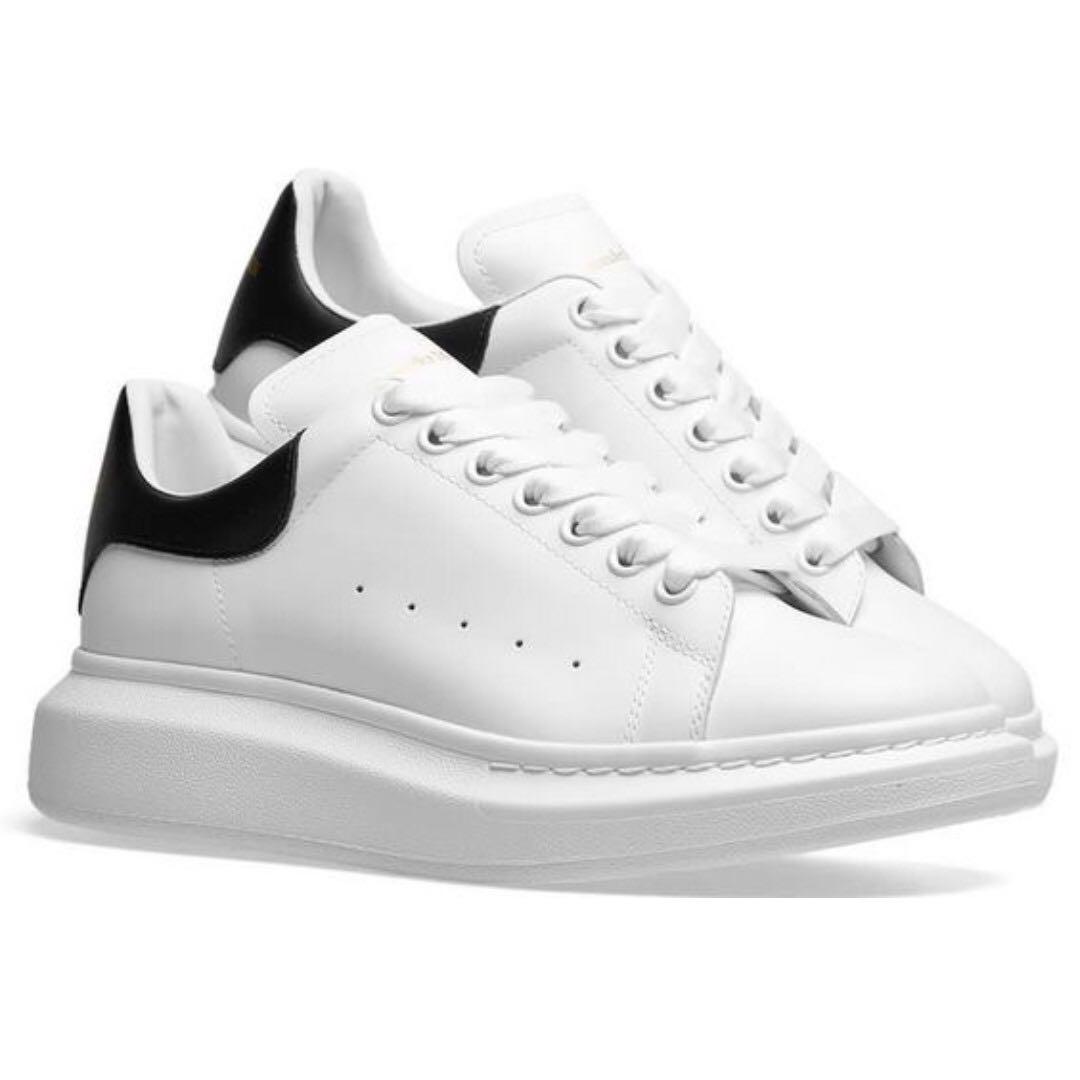 Alexander McQueen Heel Tab Wedge Sole Sneaker Black & White