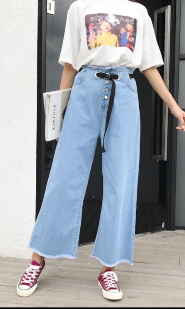 light blue denim culottes