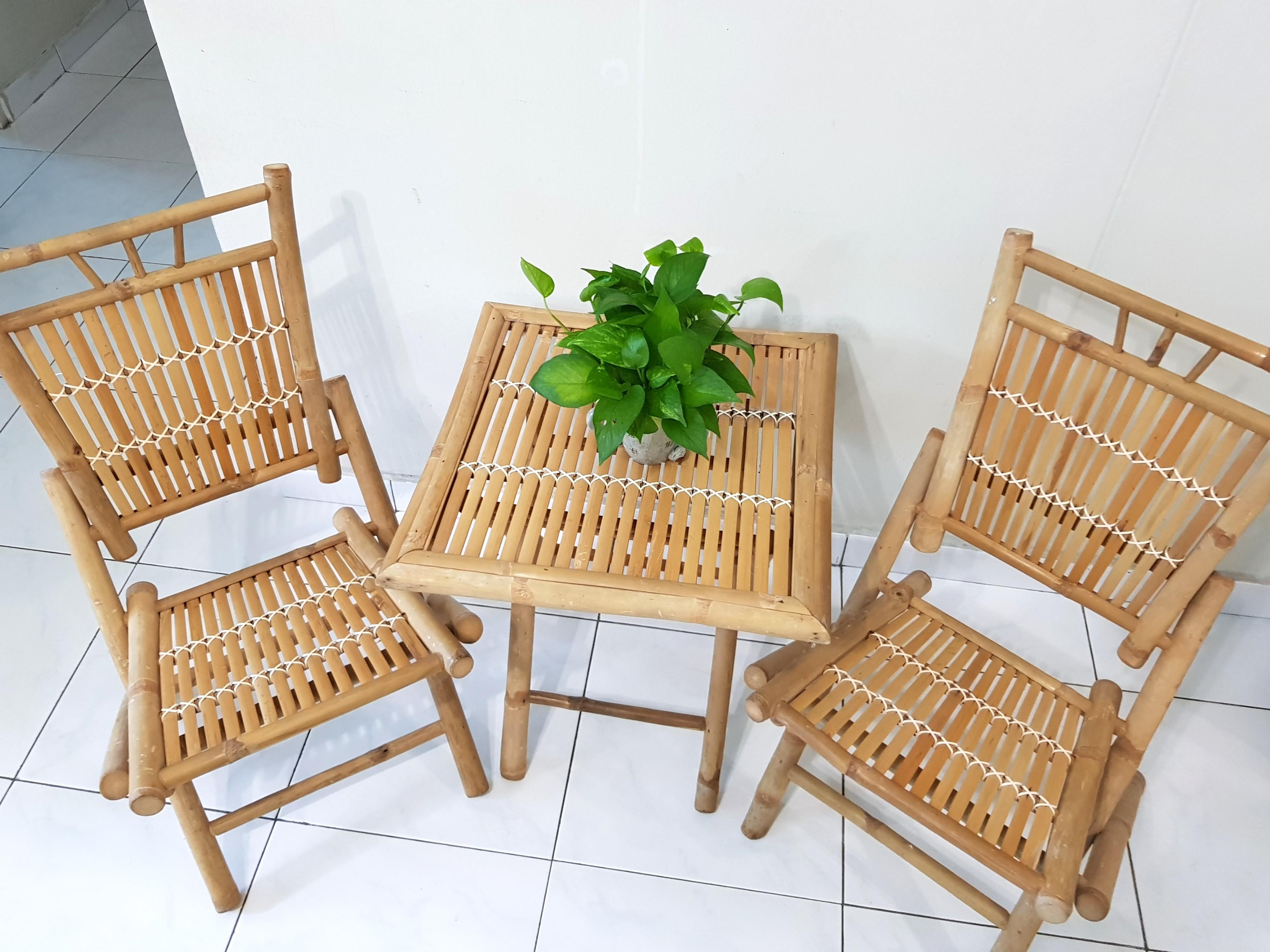 Classic Bamboo Table & Chairs, Furniture & Home Living, Furniture 