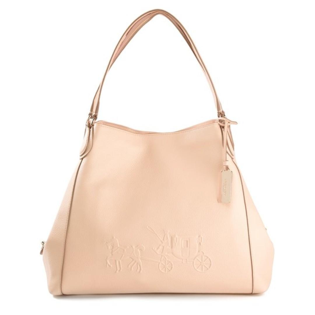 COACH 33728 EMBOSSED HORSE AND CARRIAGE EDIE SHOULDER BAG IN PEBBLE LEATHER