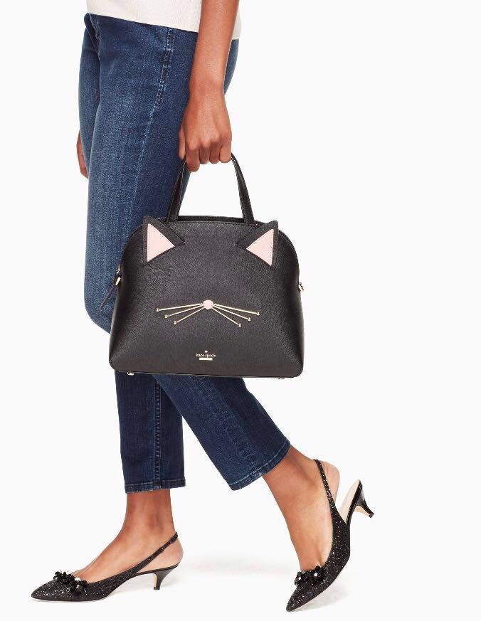 COLLECTIBLE SALE Kate Spade Cat s Meow Lottie Dome Handbag Satchel Slingbag Crossbody Black Cat Women s Fashion Bags Wallets Cross body Bags on Carousell