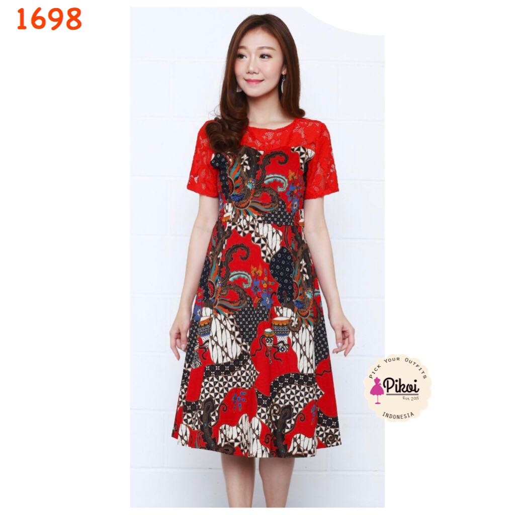 Dress batik merah 2025