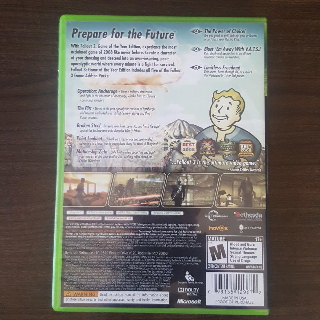 FALLOUT 3 *Game Of The Year Edition* (Category: PlayStation) located in Makati City. Submitted by dorkstop (Listing ID 157644656, Image 2). Description: *Game Of The Year Edition* FALLOUT 3 XBox 360 Game - Used - CD is in great condition (10/10) - NO damage or scratch on CD (as seen on pic) RFS: Switched to PS4 Price: PHP 500 + SF Shipping: 50 Manila/100-150 Provincial MOP: BDO/BPI/Cebuana/Palawan Meet Ups: Can be arranged for sure buyers as long
