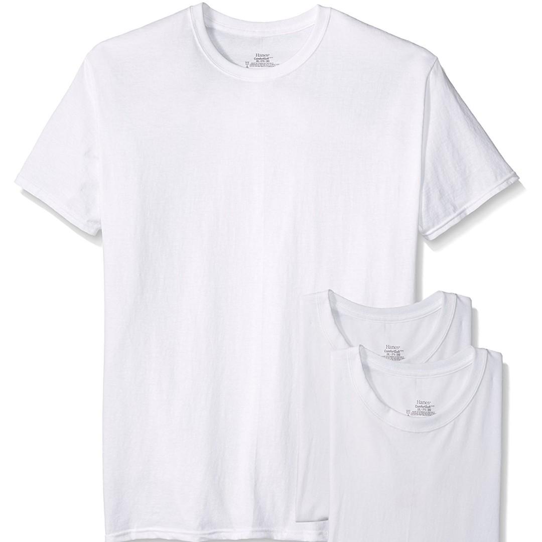 Hanes 3 In 1 Pack White T Shirts Round V Neck Men S Fashion Clothes Tops On Carousell