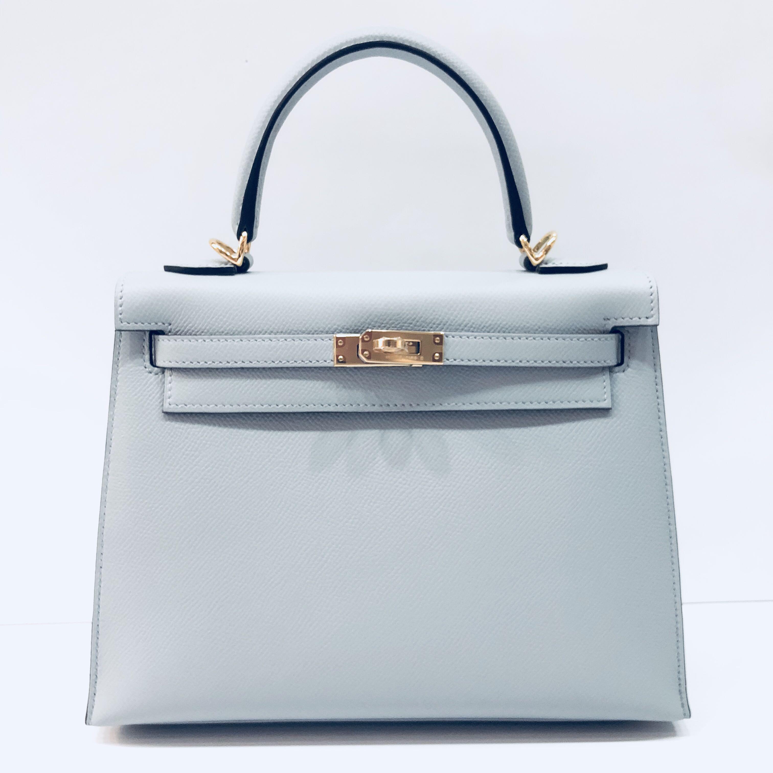 Hermes - Blue Glacier Kelly 25 Sellier in Veau Epsom with GHW