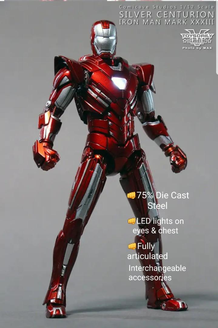 新品 Comicave mk33 1:12 Scale 超合金 映画・アイアンマン３ Iron Man Mark 33 RM230 Comicave Mk33 RM230 Silver Centurion 1⁄12 Super Alloy Fully  Articulated Iron Man MARK XXXIII