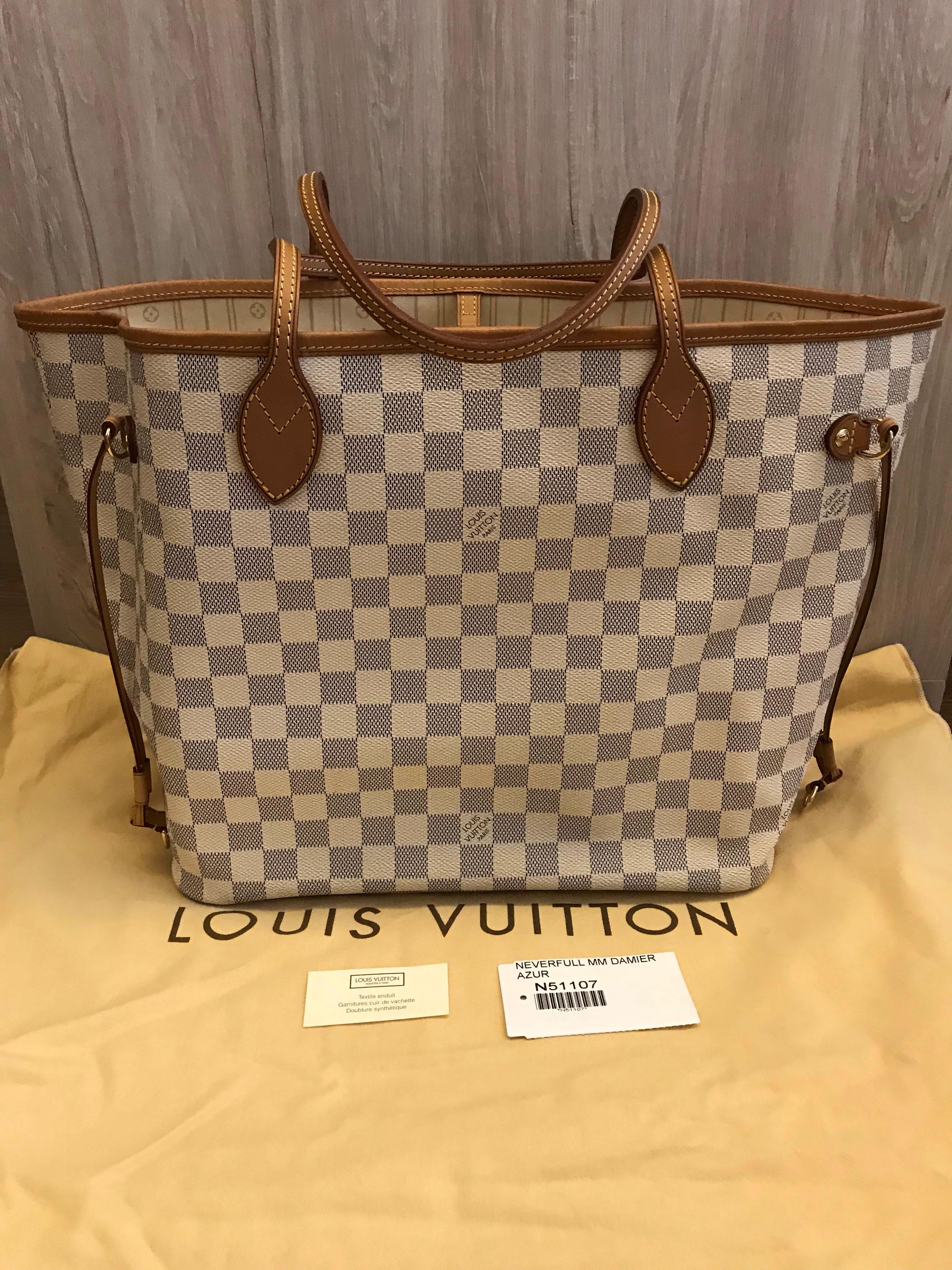 Louis Vuitton Tote Bag Neverfull MM N51107 Damier Azur Canvas Women's LOUIS  VUITTON