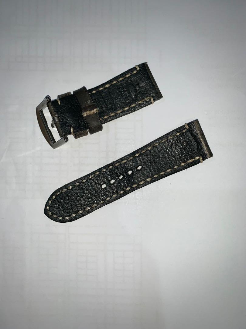 Martu Vintage Worn Gray Leather Watch Strap for Panerai Width