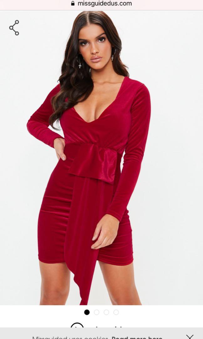 missguided red velvet dress