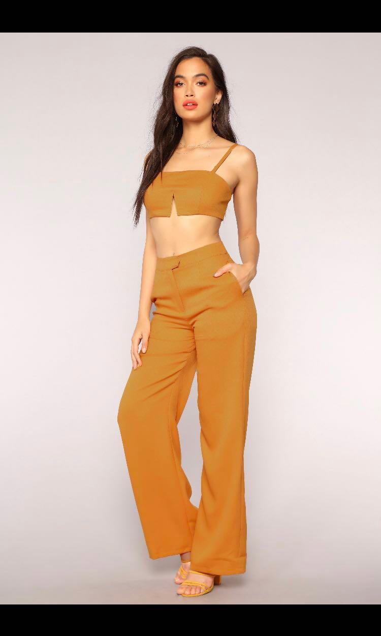 flowy pants and crop top