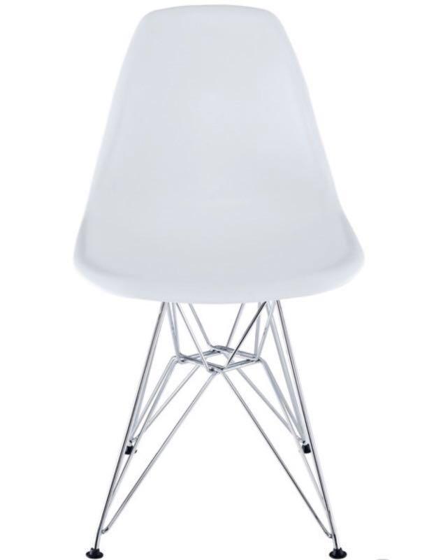 (New) Eames White Replica Designer Chair with Steel Legs, Furniture