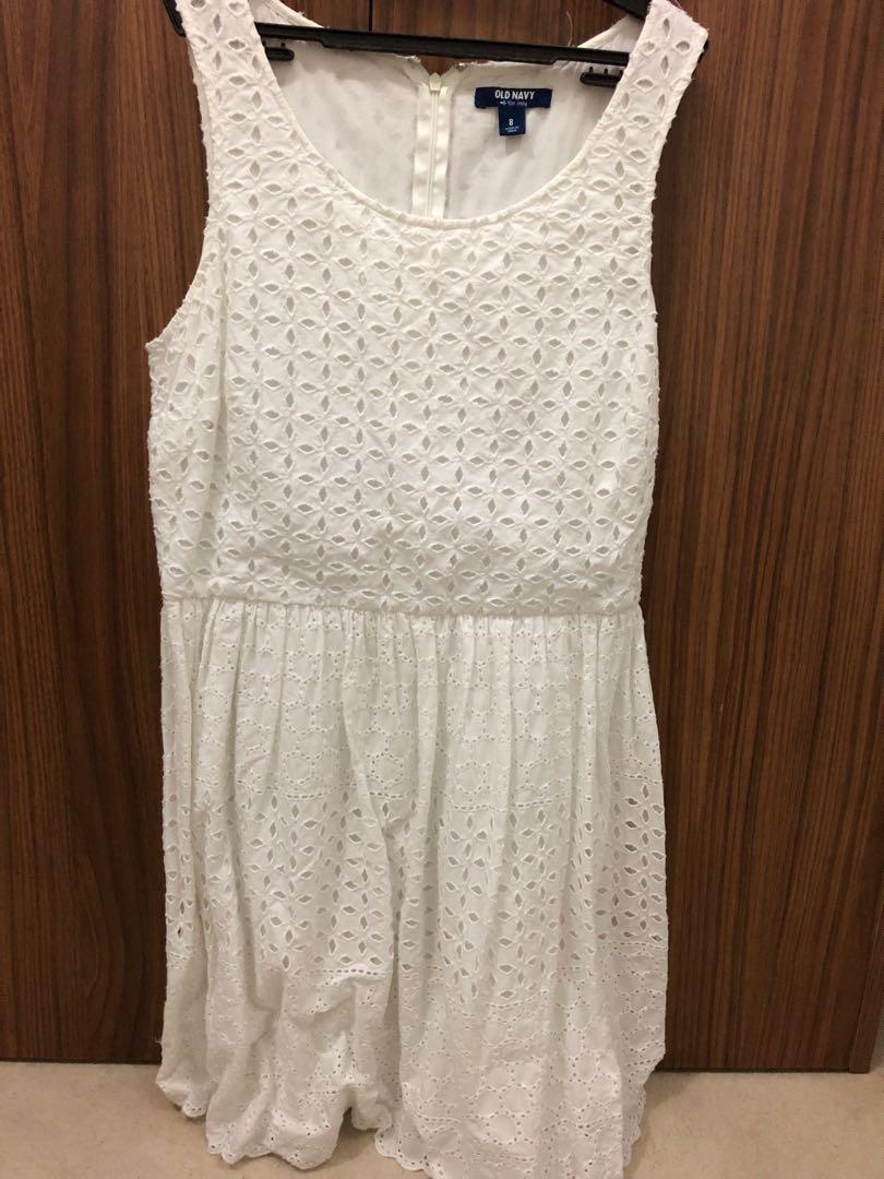 Old navy white eyelet dress online