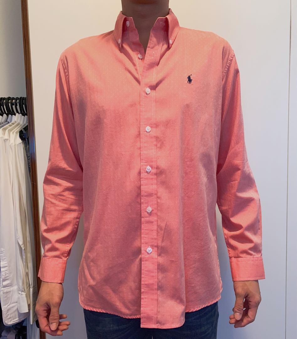 salmon pink ralph lauren shirt