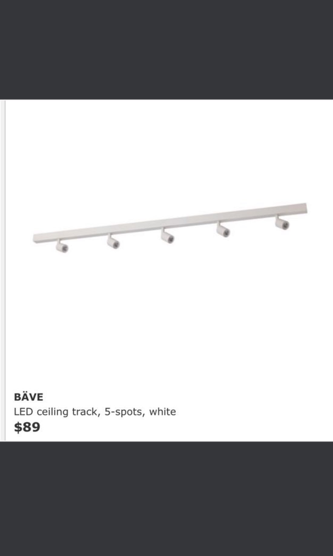 Reduced Price BNIB IKEA BAVE LED ceiling track 5 spots white Everything Else on Carousell