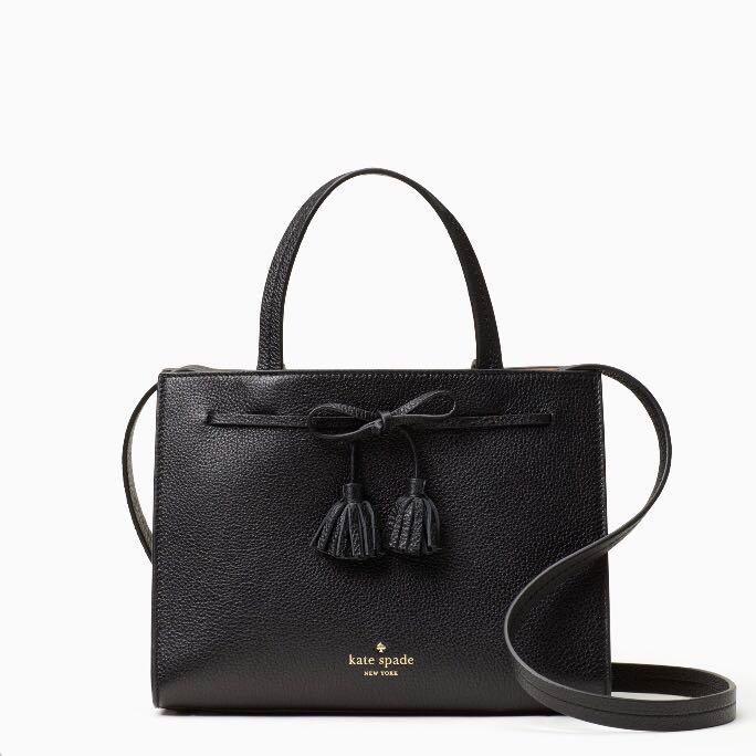 SALE Kate Spade Hayes Street Sam Handbag Satchel Slingbag Crossbody Bag Black Ribbon