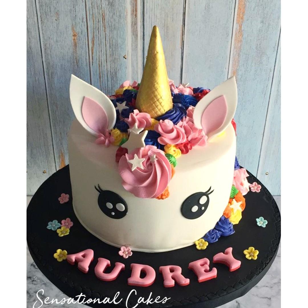 Big Eye Cute Cream Unicorn Pony Topper With Colorful Rosette