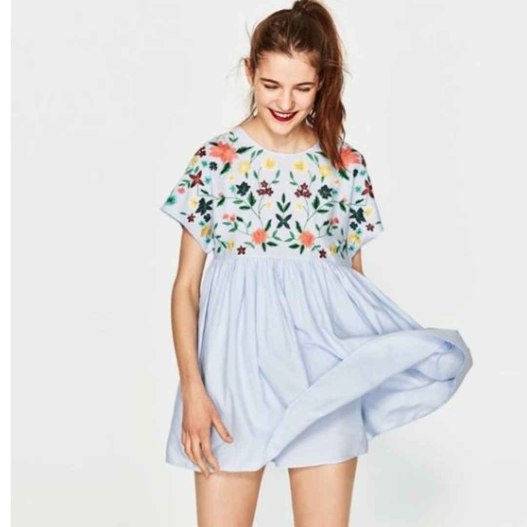 Zara Floral Embroidered Playsuit XS