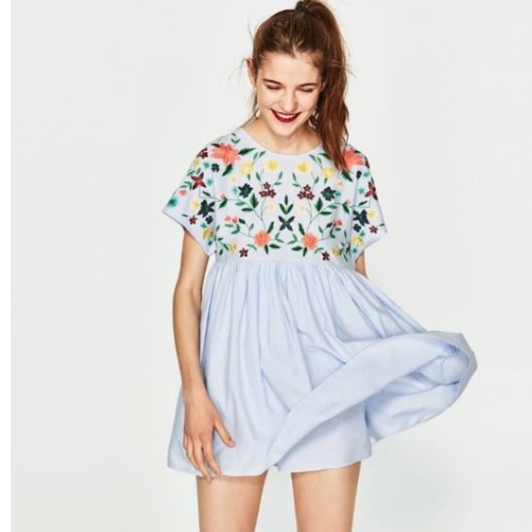 zara embroidered playsuit
