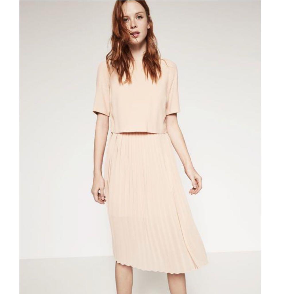 zara pleated midi dress