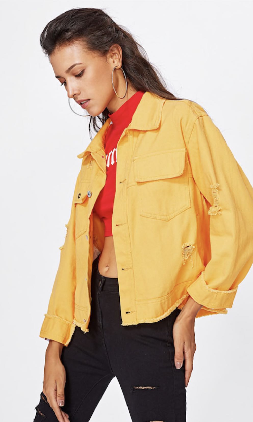 Zara yellow denim jacket, Women's 