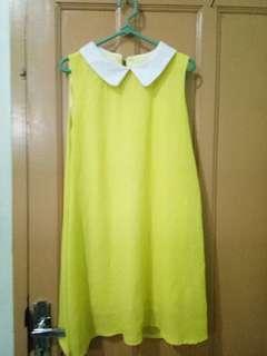 Yellow dress white collar
