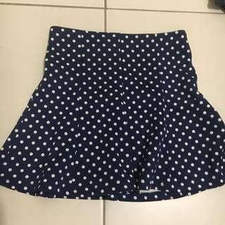 Navy polka dot skirt