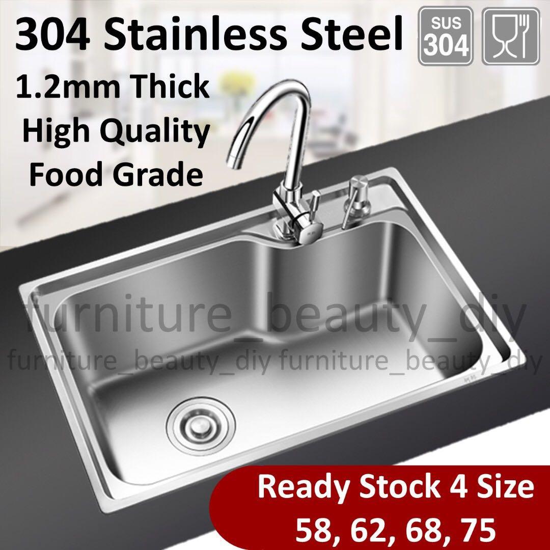 304 Stainless Steel Kitchen Sink 1 2mm Double Coating 4 Size Available Limited Stock Left Home Appliances Kitchenware On Carousell