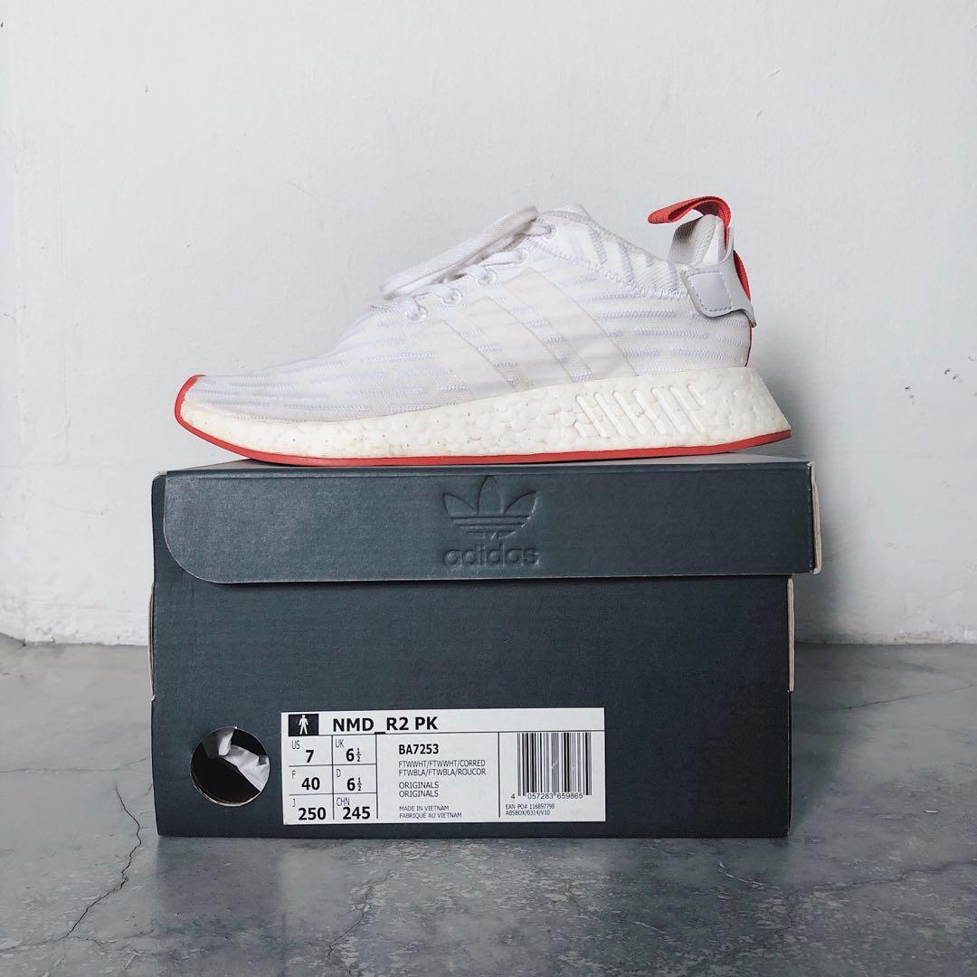 NMD R2 PK White/Red, Fashion, Footwear, on Carousell