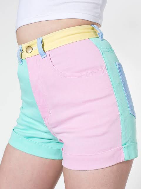 American Apparel high waist color block shorts Women s Fashion