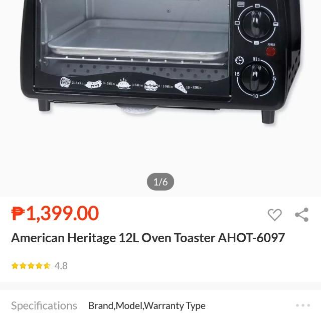 American Heritage Oven Toaster, TV & Home Appliances, Kitchen