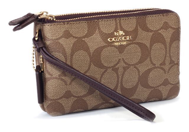 AUTHENTIC COACH Double Corner Zip Wristlet COACH F87591 Women s