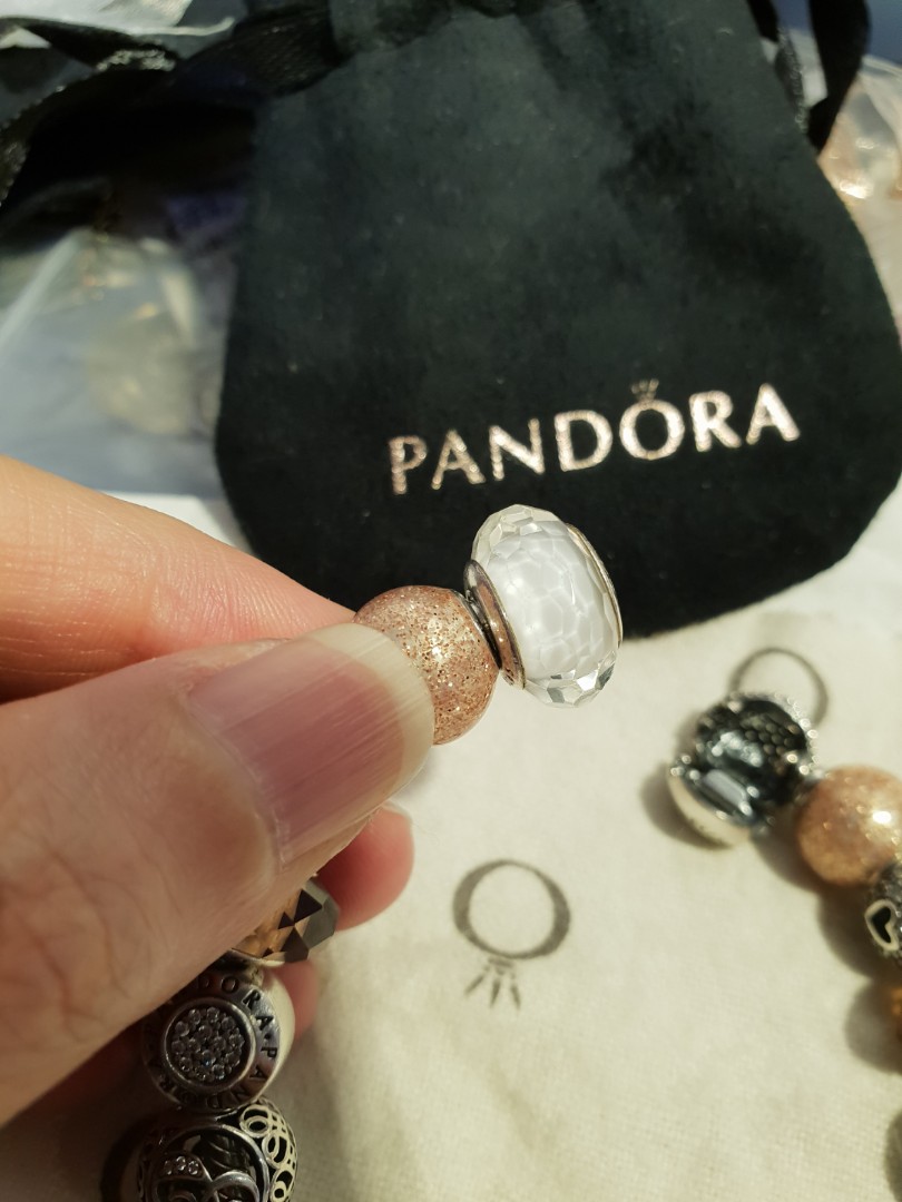 Authentic Pandora White Faceted Murano Charm