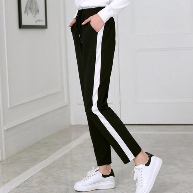 Jogger pants with new arrivals white lines