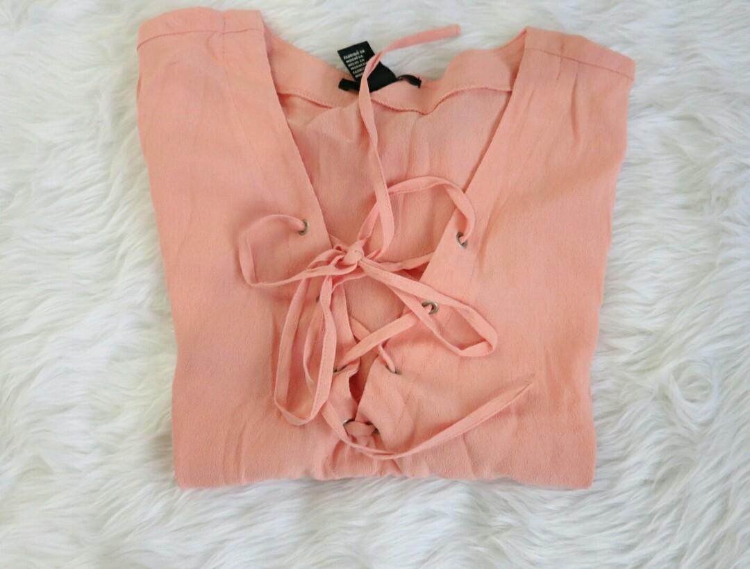 peach blouse outfit