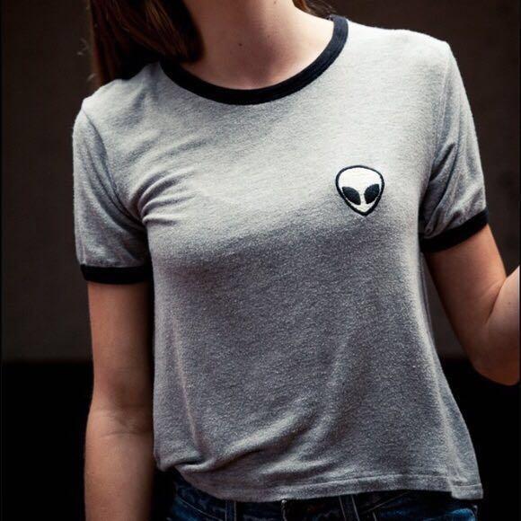 Brandy melville alien ringer tee Women s Fashion Tops Other Tops on Carousell