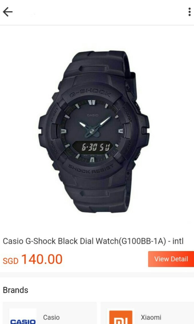 Casio G Shock Black Dial Watch G100BB 1A Men s Fashion Watches