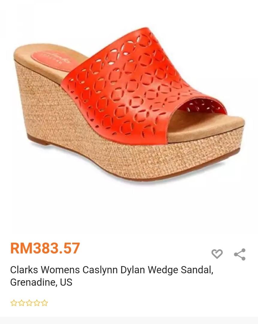 clarks red wedges