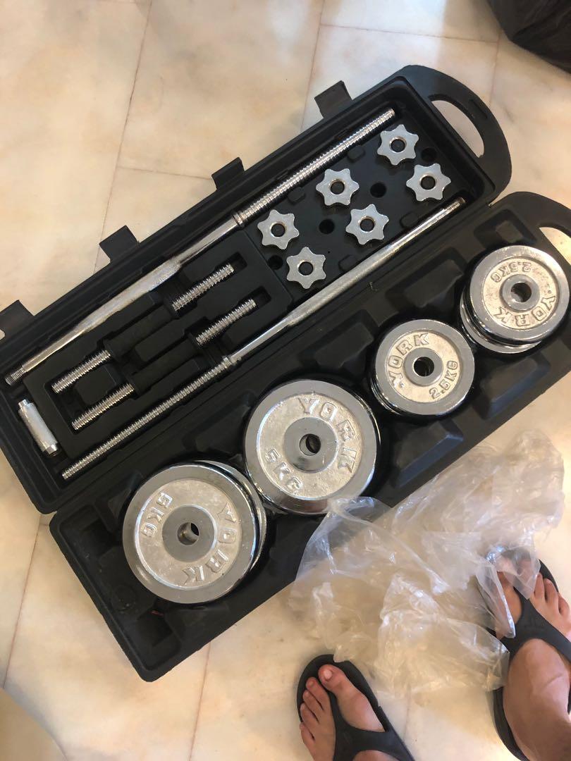 Dumbell Barbell Set 50 kg weights, Sports Equipment, Exercise & Fitness