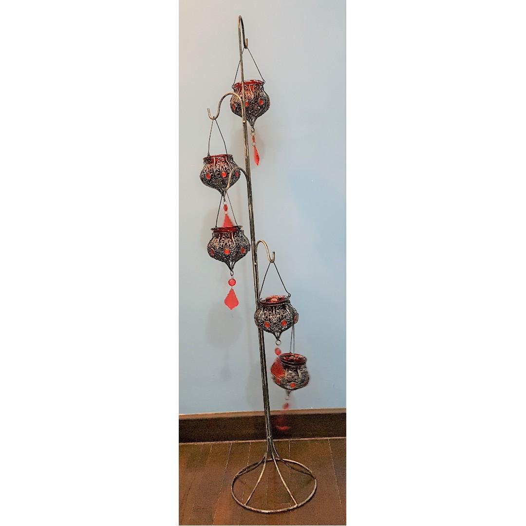 Floor Hanging Tealight Candle Lantern Holder Stand