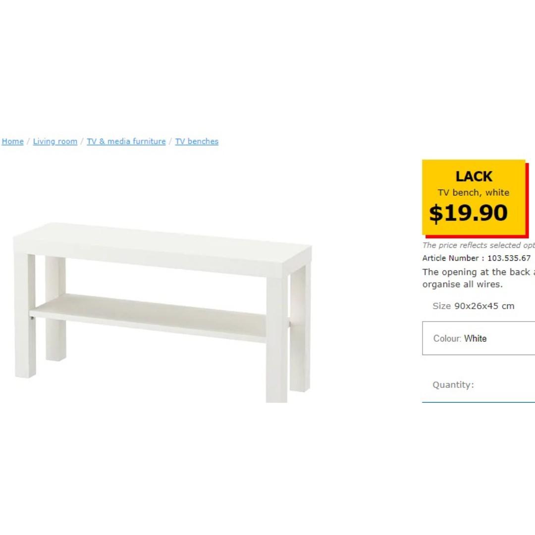 Foc Ikea Lack Tv Bench White Furniture Shelves Drawers On Carousell